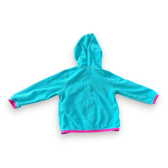 The North Face Fleece Jacket Baby Girl 6-12 Months Aqua/Blue and Bright Pink - Picture 2 of 3